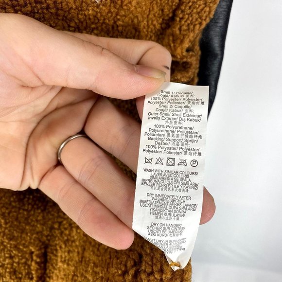 Missguided NWT Women's Size 10 Borg Brown Faux Leather Teddy Aviator Jacket - Picture 13 of 13